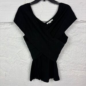 KENNITH COLE black silk blend wrap shirt size large